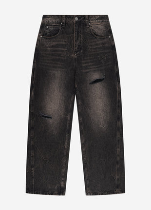 RIPPED DISTINCTIVE BAGGY DENIM BLACK Shopverse