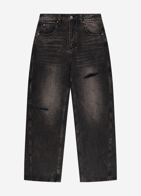 RIPPED DISTINCTIVE BAGGY DENIM BLACK Shopverse