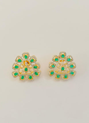 Emerald Gold Plated latest design Classic stud DOUBLE FAIR Official Store