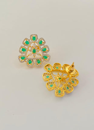 Emerald Gold Plated latest design Classic stud DOUBLE FAIR Official Store