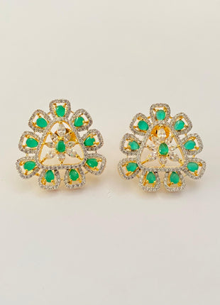 Emerald Gold Plated latest design Classic stud DOUBLE FAIR Official Store