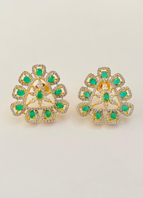 Emerald Gold Plated latest design Classic stud DOUBLE FAIR Official Store