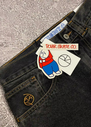 New Harajuku Hip Hop Cartoon Y2K Big Boy Jeans Women Graphic Embroidery Baggy Jeans Pants High Waist Wide Leg Trouser Streetwear Y2K Tops 1 Clothing Store