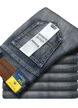 Wthinlee New Business Men's Jeans Casual Straight Stretch Fashion Classic Blue Black Work Denim Trousers Male Brand Clothing Men Clothes Store
