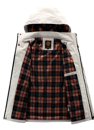 Men's Casual Hooded Jacket Parka Autumn And Winter Warm Solid Color Windproof Coat Outdoor Clothes With Multiple Pockets Wowotelong Store