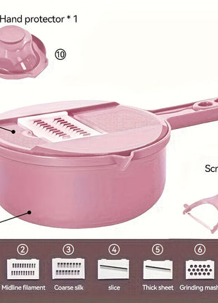 12-In-1 Multi-Functional Vegetable Chopper Carrots Potatoes Manually Cut Shred Slicer Radish Grater Kitchen Tools Vegetable Cutter For Hotel/Commercial Clear Live Store