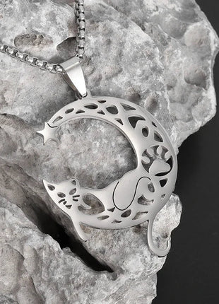 Couple Necklace with Hugging Love Pet Cat Design 17KMM Store