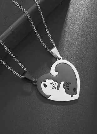 Couple Necklace with Hugging Love Pet Cat Design 17KMM Store