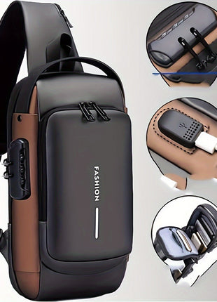 Men'S Anti-Theft Password Lock Chest Bag - Made of Durable Oxford Fabric, Adjustable Shoulder Strap, Suitable for Motorcycles And Casual Sports, Crossbody Style, Slant Bag. unixinu Official Store