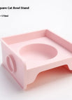 Square Cat Bowl Rack Pink