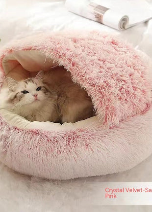 سرير الحيوانات الأليفة الفخمة المستديرة 2 في 1 - سرير شتوي دافئ وناعم ومريح للقطط والكلاب Kitchen-Life Store