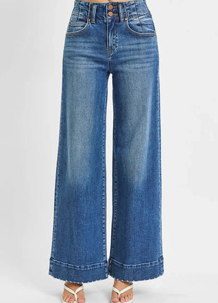 RISEN Full Size High Rise Ankle Wide Seam Detailed Jeans Plus Size CLIFFORDLENOX Official Store