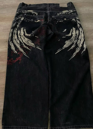 New Harajuku Hip Hop Cartoon Y2K Big Boy Jeans Women Graphic Embroidery Baggy Jeans Pants High Waist Wide Leg Trouser Streetwear Y2K Tops 1 Clothing Store