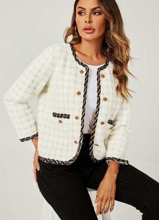 Gerade Bouclé-Jacke in Weiß Shopverse