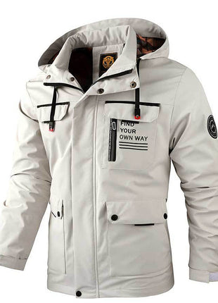 Men's Casual Hooded Jacket Parka Autumn And Winter Warm Solid Color Windproof Coat Outdoor Clothes With Multiple Pockets Wowotelong Store