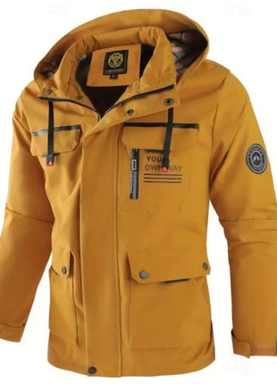 Men's Casual Hooded Jacket Parka Autumn And Winter Warm Solid Color Windproof Coat Outdoor Clothes With Multiple Pockets Wowotelong Store