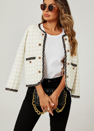 Gerade Bouclé-Jacke in Weiß Shopverse