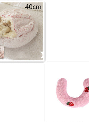 سرير الحيوانات الأليفة الفخمة المستديرة 2 في 1 - سرير شتوي دافئ وناعم ومريح للقطط والكلاب Kitchen-Life Store