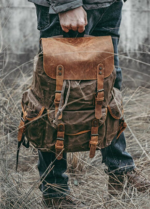 Genuine Leather & Canvas Vintage Backpack tigernu Female Backpack Store