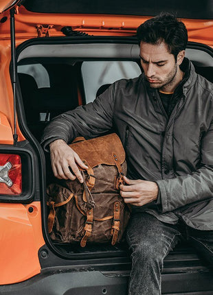 Genuine Leather & Canvas Vintage Backpack tigernu Female Backpack Store