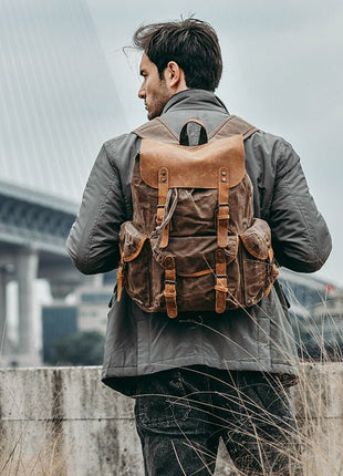 Genuine Leather & Canvas Vintage Backpack tigernu Female Backpack Store