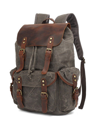 Genuine Leather & Canvas Vintage Backpack tigernu Female Backpack Store