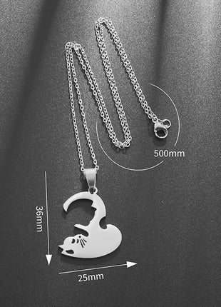 Couple Necklace with Hugging Love Pet Cat Design 17KMM Store