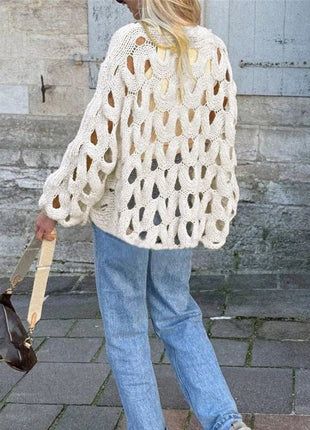 Long Sleeve Crochet Knit Sweater Aestheticism Store
