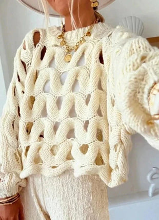 Long Sleeve Crochet Knit Sweater Aestheticism Store