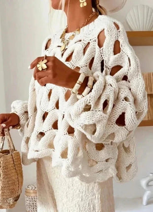 Long Sleeve Crochet Knit Sweater Aestheticism Store