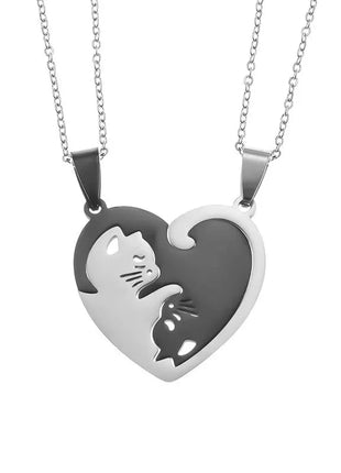 Couple Necklace with Hugging Love Pet Cat Design 17KMM Store