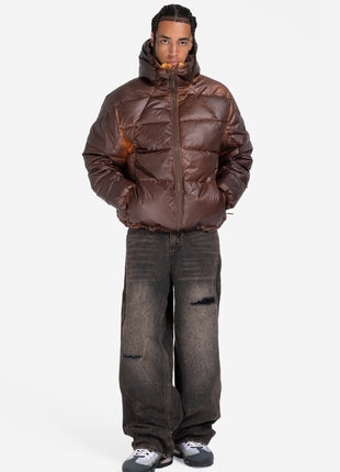 HEAT REACTIVE BIG PUFFA JACKET BROWN Shopverse