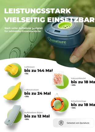 Qunature Elektrische Luftpumpe 2 in 1 Aufblasbar und Ablassen 2000 mAh Wiederaufladbar Akku Shopverse