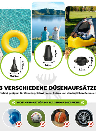 Qunature Elektrische Luftpumpe 2 in 1 Aufblasbar und Ablassen 2000 mAh Wiederaufladbar Akku Shopverse