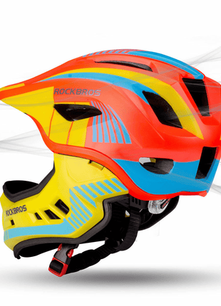 ROCKBROS Kinder helm Integriert Fahrradhelm mit Abnehmbarem Kinnschutz Shopverse