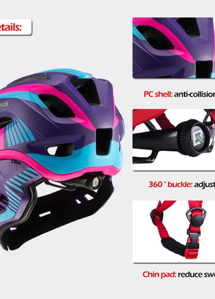 ROCKBROS Kinder helm Integriert Fahrradhelm mit Abnehmbarem Kinnschutz Shopverse