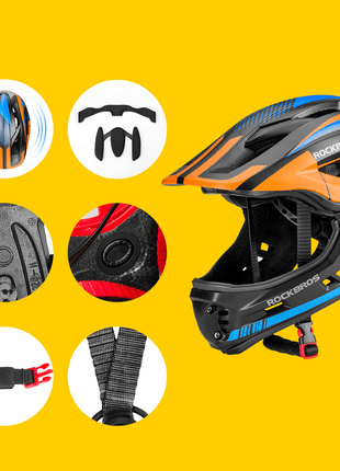 ROCKBROS Kinder helm Integriert Fahrradhelm mit Abnehmbarem Kinnschutz Shopverse