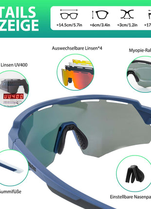 ROCKBROS Polarisierte Fahrradbrille mit 4 Wechselgläser Shopverse