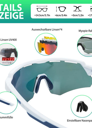 ROCKBROS Polarisierte Fahrradbrille mit 4 Wechselgläser Shopverse