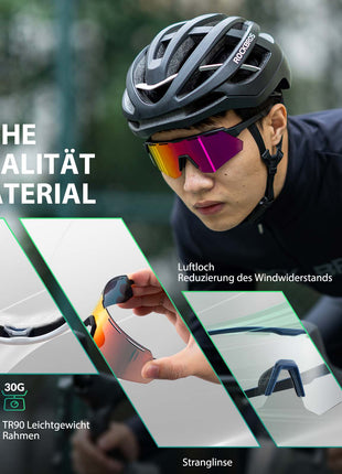 ROCKBROS Polarisierte Fahrradbrille mit 4 Wechselgläser Shopverse