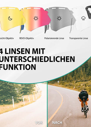 ROCKBROS Polarisierte Fahrradbrille mit 4 Wechselgläser Shopverse