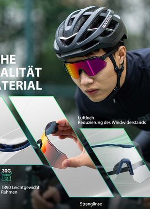 ROCKBROS Polarisierte Fahrradbrille mit 4 Wechselgläser Shopverse