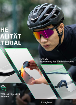 ROCKBROS Polarisierte Fahrradbrille mit 4 Wechselgläser Shopverse