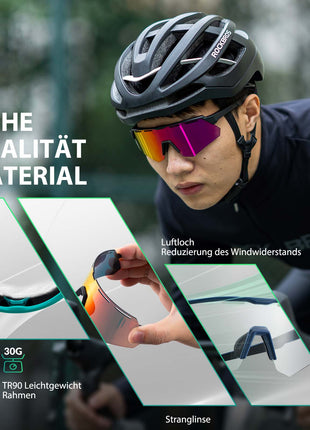 ROCKBROS Polarisierte Fahrradbrille mit 4 Wechselgläser Shopverse