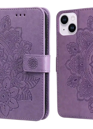 Seven-petal Flowers Embossing Leather Phone Case IEOVIEE Phone Accessories Store