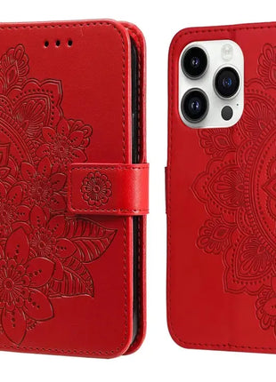 Seven-petal Flowers Embossing Leather Phone Case IEOVIEE Phone Accessories Store