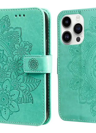 Seven-petal Flowers Embossing Leather Phone Case IEOVIEE Phone Accessories Store