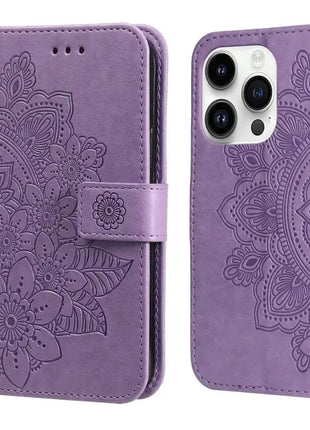Seven-petal Flowers Embossing Leather Phone Case IEOVIEE Phone Accessories Store